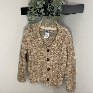 EUC Little LAD Size 24M Button Up Sweater with Elbow Patch Cream/Tan